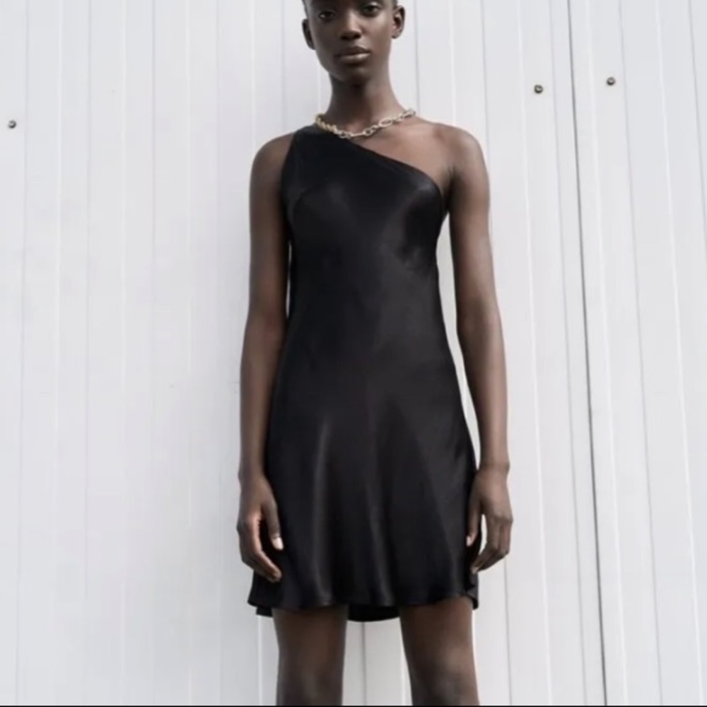 Zara black satin dress